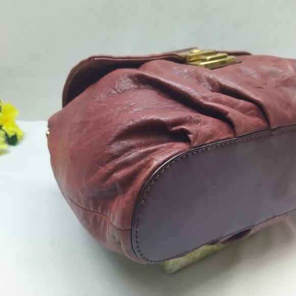 Marc By Marc Jacobs Brown Leather Push Lock Flap Closure Chain Strap Hobo Bag - Picture 9 of 16